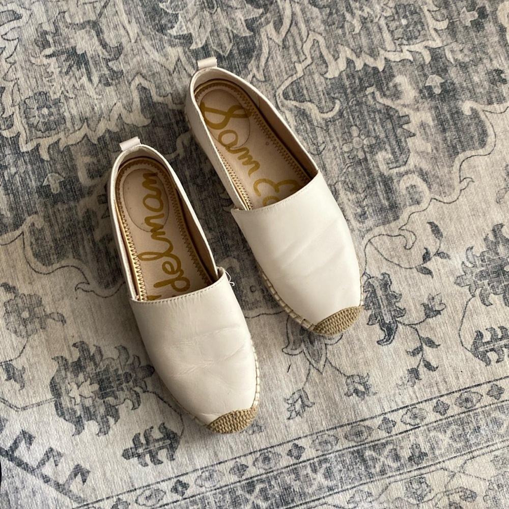 San Edelman Cream Leather Espadrilles Size 8